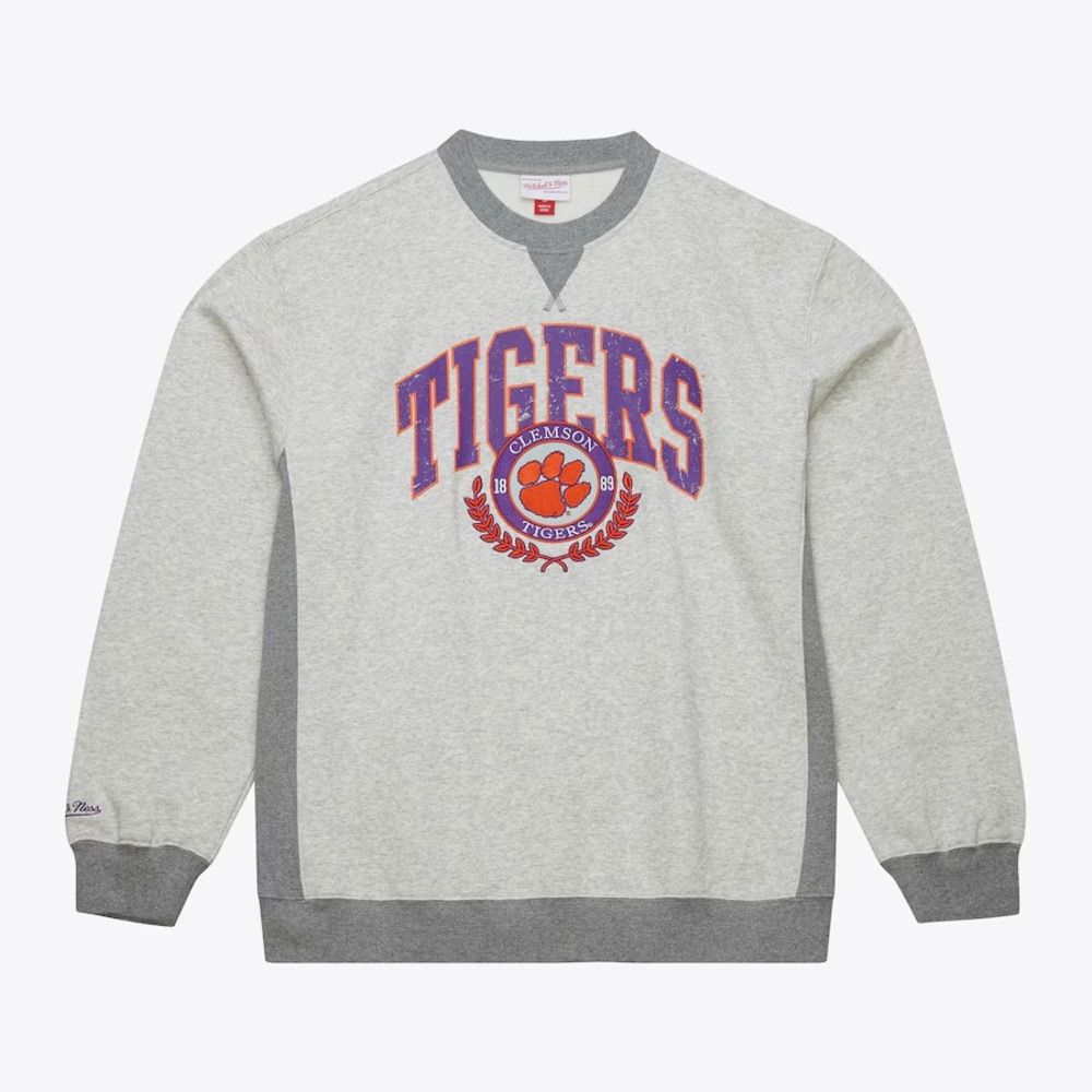 NWT Clemson Tigers Mitchell & Ness Premium Fleece Pullover Crewneck